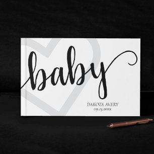 Baby Heart Klassisches Schwarzes Skript Geblüht Gästebuch