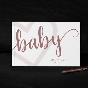 Baby Heart Wüste Rose Taupe Blühte Custom Gästebuch