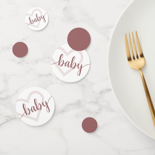 Baby Heart | Wüste Rose Taupe Blühte Skript Konfetti (Gruppe)