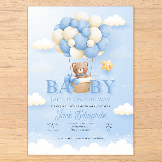 Baby-Heißluftballon-Aquarell-Baby-Party-Kunst Acryleinladungen