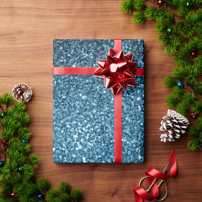 Baby hellblaues falsches Glitter Funkeln Geschenkpapier (Feiertagsgeschenk)