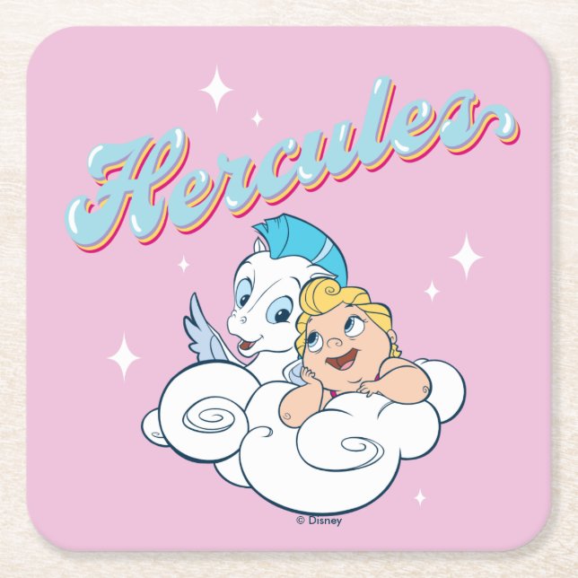 Baby Hercules and Pegasus on a Cloud Square Paper  Rechteckiger Pappuntersetzer (Vorderseite)