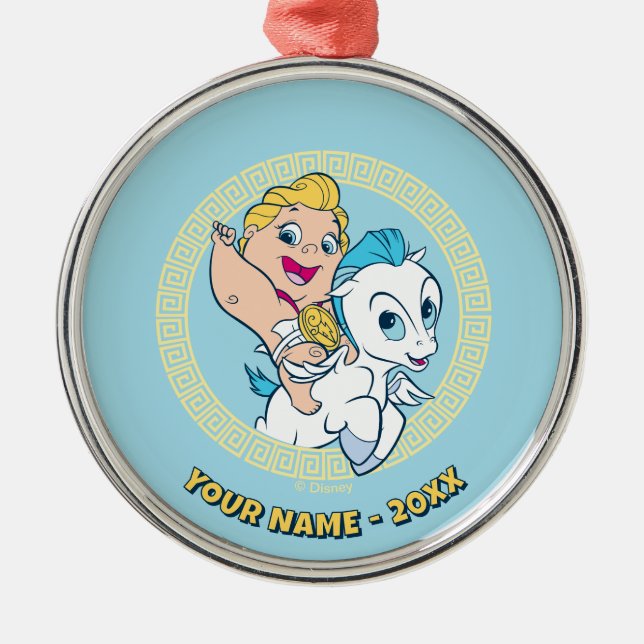 Baby Hercules Riding Pegasus Metal Ornament (Vorne)