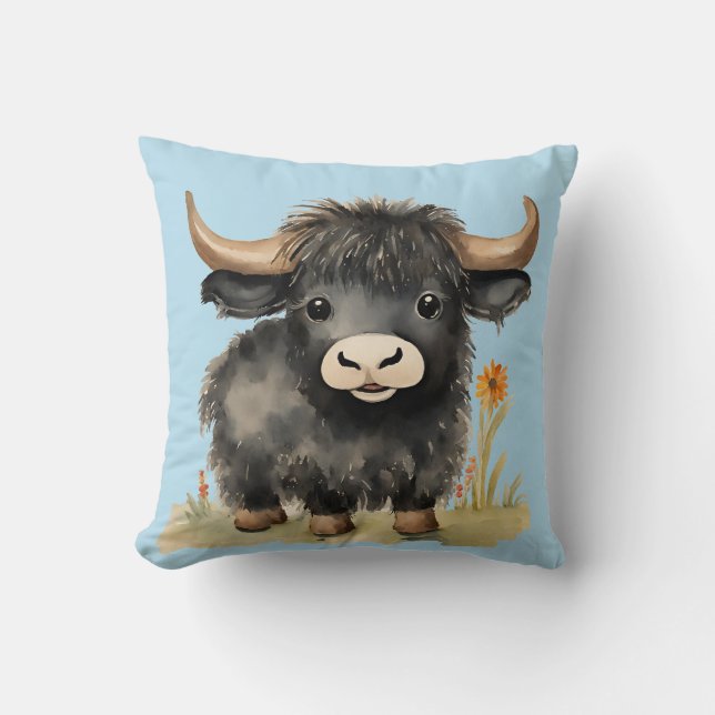 Baby Highland Cow Boys Kissen (Vorderseite)