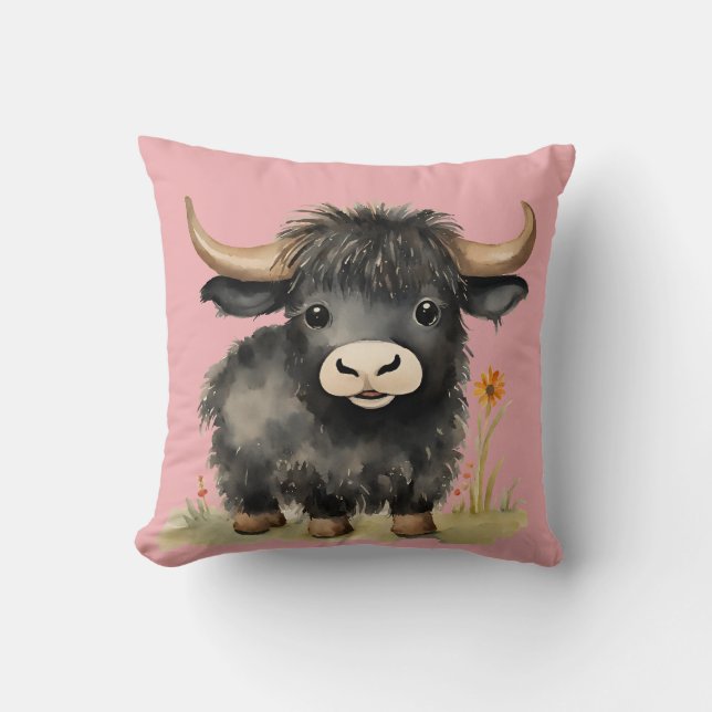 Baby Highland Cow Girls Kissen (Vorderseite)