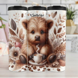 Baby Highland Cow mit Dampfkaffee Thermosbecher