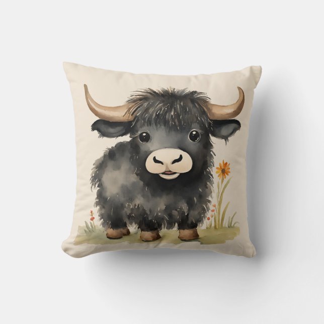 Baby Highland Cow Neutral Kissen (Vorderseite)