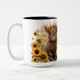 Baby Highland Cows in Sunflowers Keramik Tasse