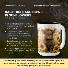 Baby Highland Cows in Sunflowers Keramik Tasse
