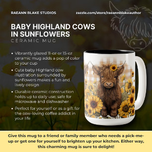 Baby Highland Kühe in Sonnenblumen Keramikbecher Zweifarbige Tasse