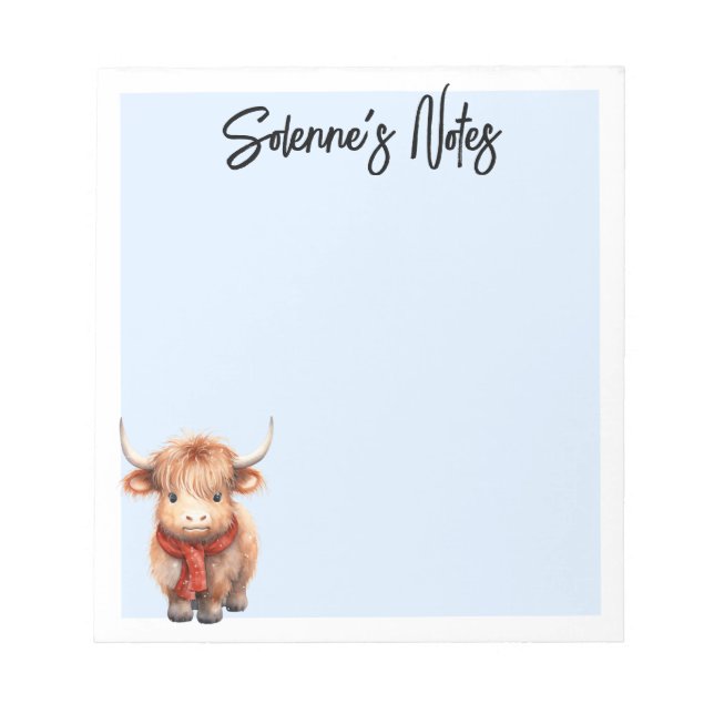 Baby Highland Longhorn Cow Notizblock (Vorderseite)