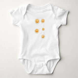 Baby-Himmelskörper-Sonne-Mond-Sterne-Gold-Bodyanzu Baby Strampler