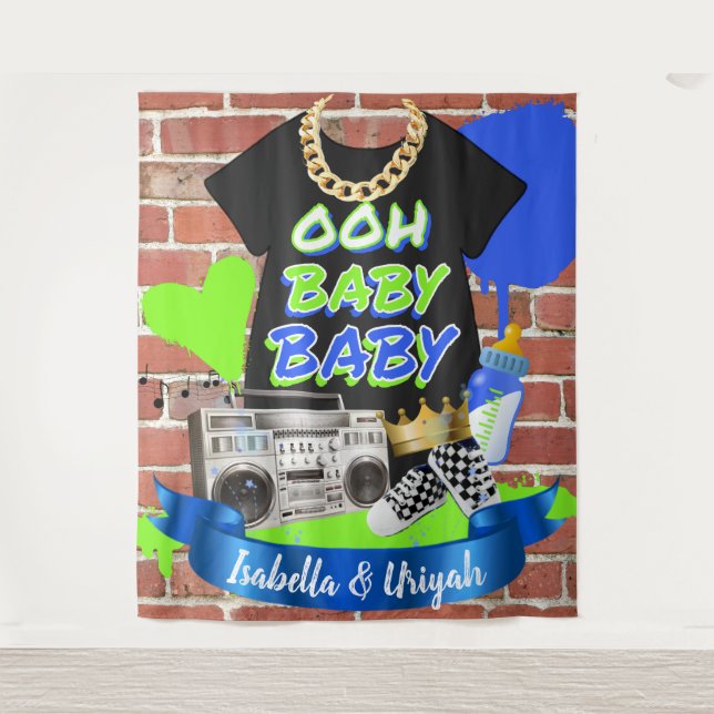 Baby Hip Hop Kinderdusche Foto Hintergrund Wandteppich (Vorderseite)
