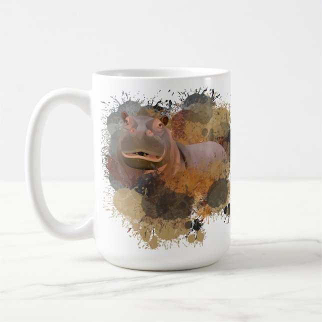Baby Hippo Abstrakt Paint Spritzer Wildlife Kaffeetasse (Links)