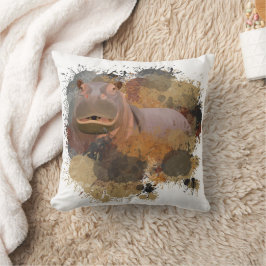 Baby Hippo Abstrakt Paint Spritzer Wildlife Kissen