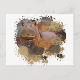 Baby Hippo Abstrakt Paint Spritzer Wildlife Postkarte