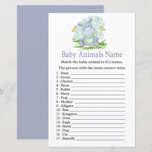 Baby Hippo Baby Animals Name Game (Vorne/Hinten)