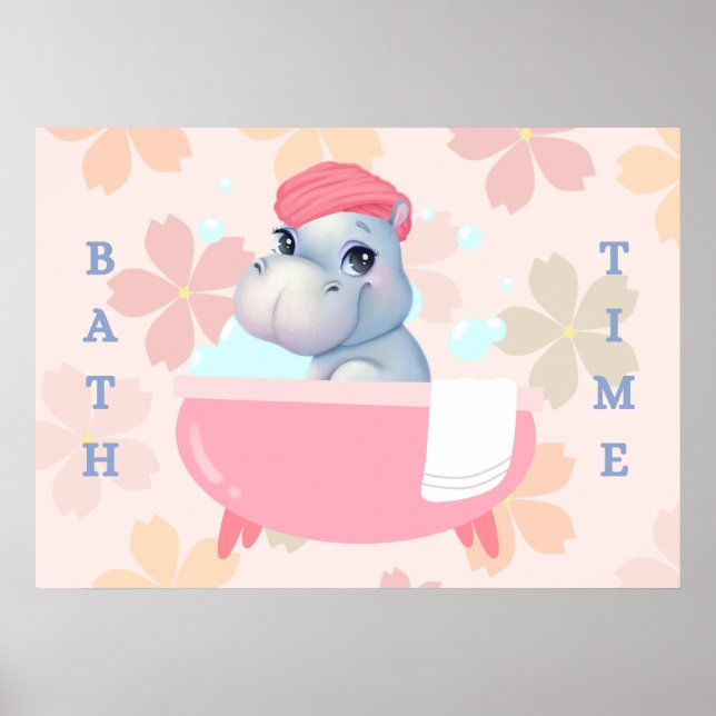 Baby Hippo Bath Time Poster (Vorne)