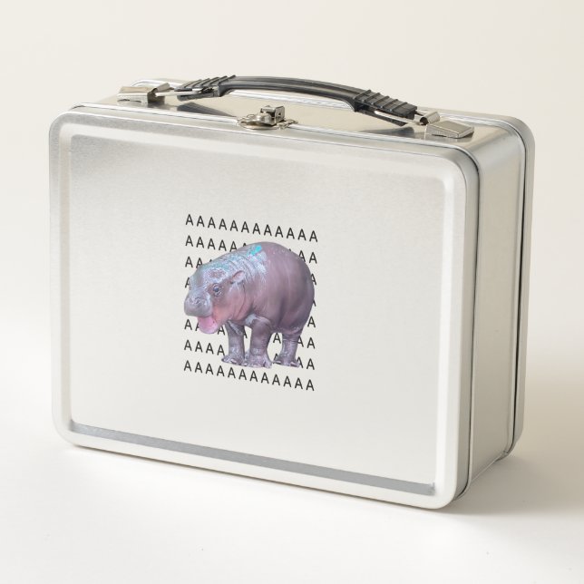 Baby Hippo Moo Deng Tank Top Metall Brotdose (Vorderseite)