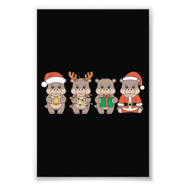 Baby Hippo Moo Deng Weihnachten Fotodruck (Vorne)