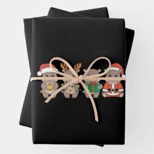 Baby Hippo Moo Deng Weihnachten Geschenkpapier Set