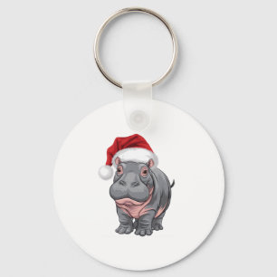 Baby Hippo Moo Deng Weihnachtsfest Shirt für Kinde Schlüsselanhänger
