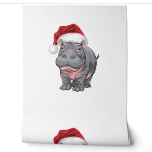 Baby Hippo Moo Deng Weihnachtsfest Shirt für Kinde Tapete