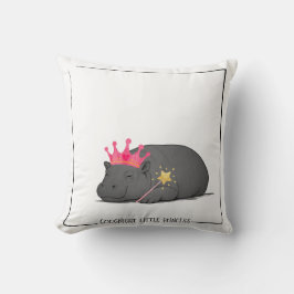 Baby Hippo Princess-Cotton Cushion-Customizable Kissen