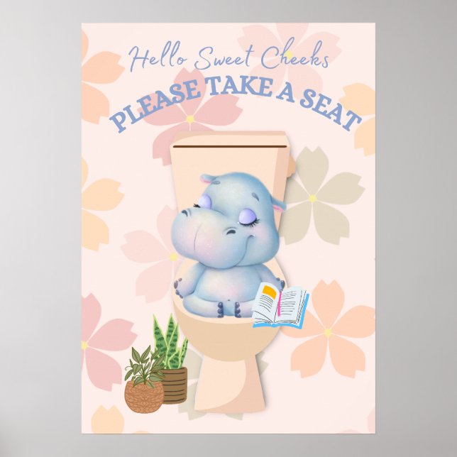 Baby Hippo Sweet Cheeks Nehmen Sie ein Sitzplakat Poster (Vorne)