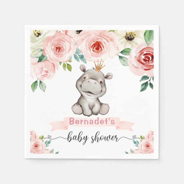 Baby Hippopotamus Princess Baby Dusche Serviette (Vorderseite)