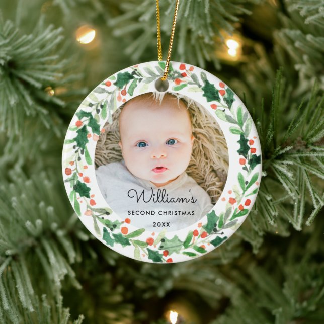 Baby Holiday Foto Christmas Keramik Ornament (Baum)