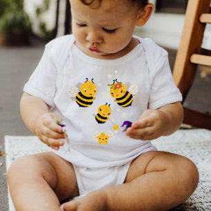 Baby Honey Bees Yellow Stars   Baby Bodysuit Strampler