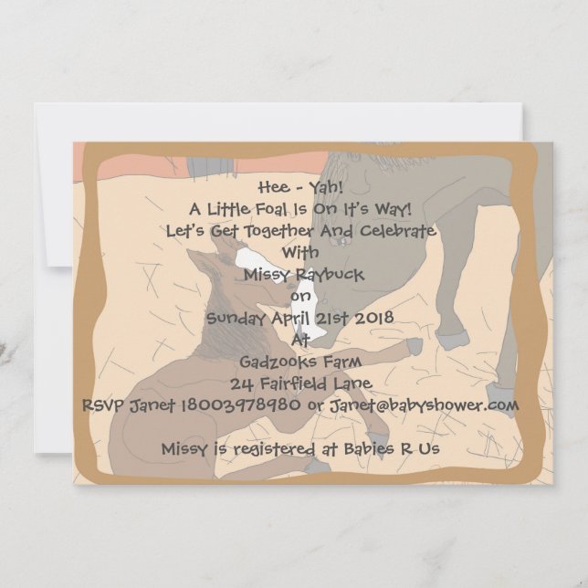 Baby Horse Birth Baby Shower Einladung (Vorderseite)
