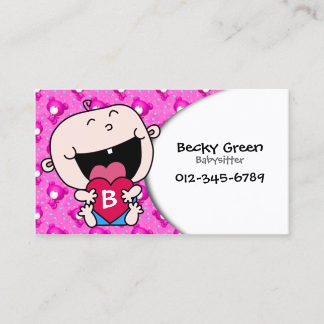 Baby Huggings Heart Pink Business Card Visitenkarte (Vorderseite)