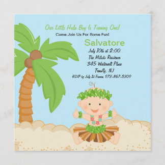 Baby Hula Boy Erster Geburtstag Einladung