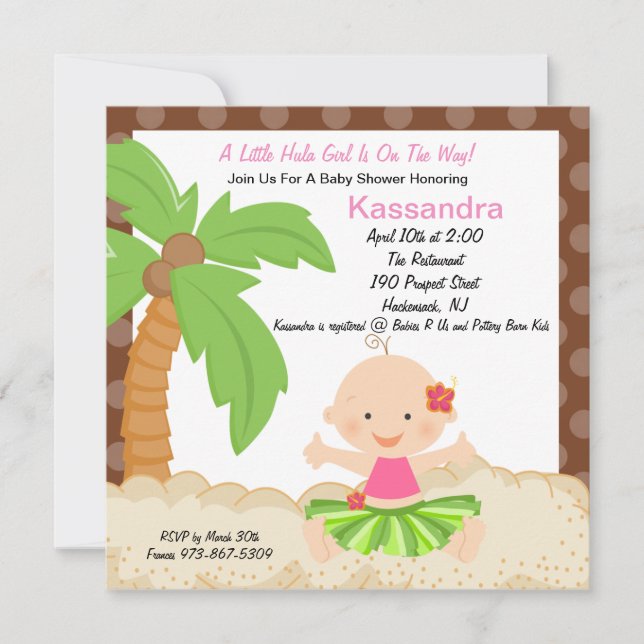 Baby Hula Girl Baby Shower Einladung (Vorderseite)