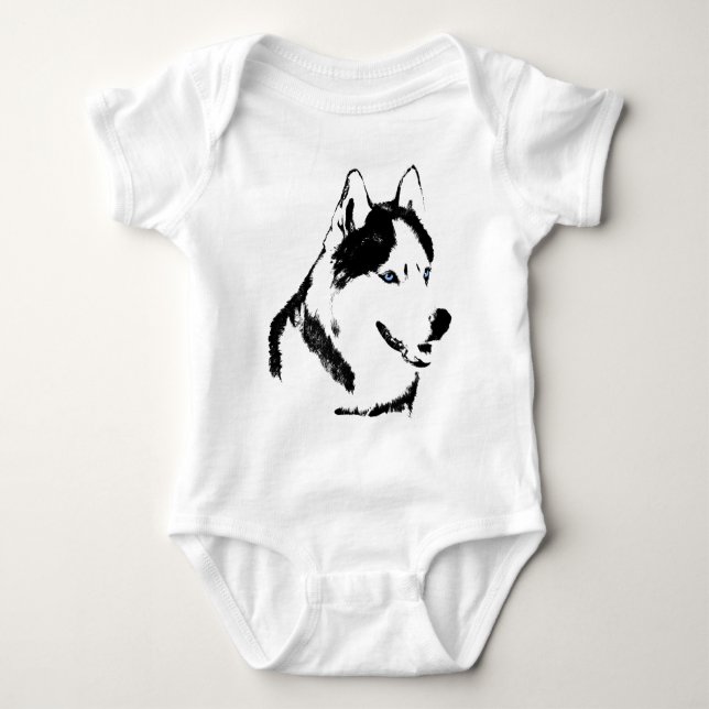 Baby Husky Strampler Schlitten Hund Baby Husky Ges (Vorderseite)