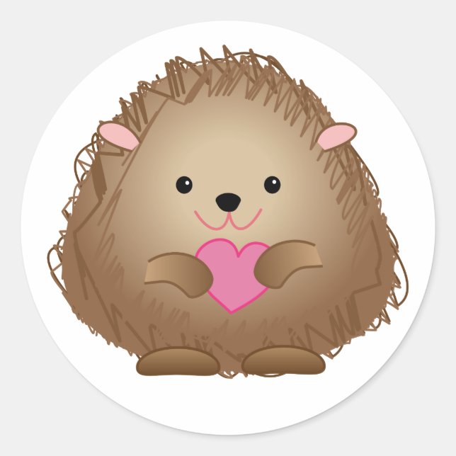 Baby-Igel mit Heart-Aufklebern Runder Aufkleber (Vorderseite)