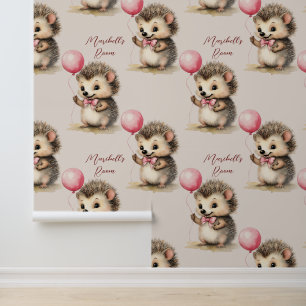 Baby Igel Pink Balloon Personalisiert Tapete