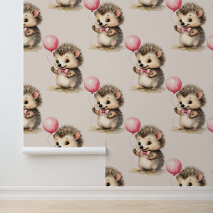 Baby Igel Pink Balloon Tapete