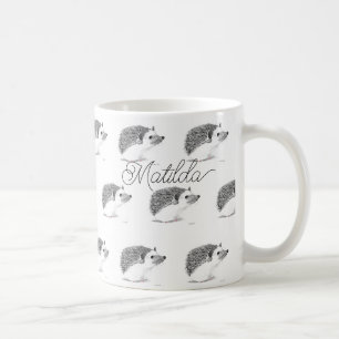 Baby-Igel süßes Tier Wasserfarbe schwarzer Kaffee  Kaffeetasse