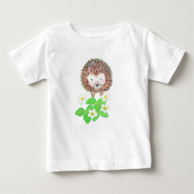 Baby Igel & Wild Strawberry Blume T-shirt (Vorderseite)