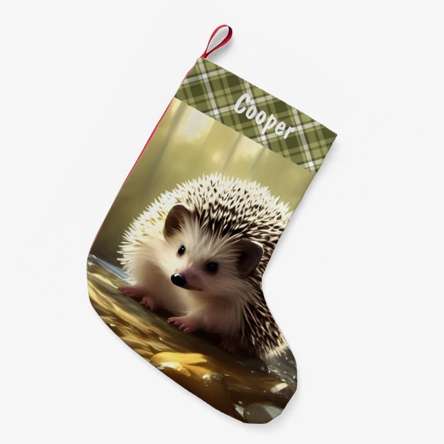 Baby Igel Wildlife Portrait Personalisiert Kleiner Weihnachtsstrumpf (Vorderansicht (hängend))