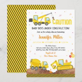 Baby im Bau Twin Boy Truck Baby Dusche Einladung