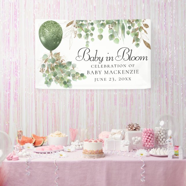 Baby im Blut | Ballon und Eucalyptus Baby Showroom Banner (Party)