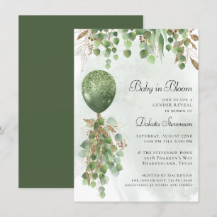 Baby im Blut   Ballon und Eucalyptus Baby Showroom Einladung