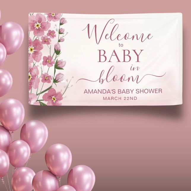 Baby im Blut Begrüßungsmädchen Rosa Blütendusche Banner (Von Creator hochgeladen)