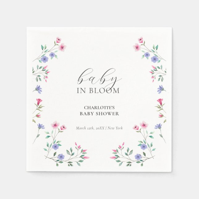 Baby im Blut | Einfache Wildblume Kinderdusche Serviette (Vorderseite)