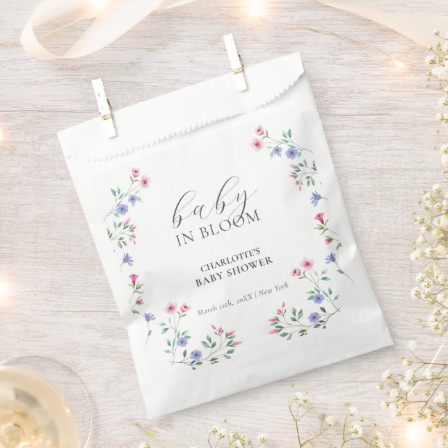 Baby im Blut | Elegante Wildblume Babydusche Geschenktütchen (Ausgeschnitten)