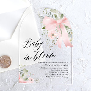 Baby im Blütenflor - Florale Babyparty-Architektur Acryleinladungen